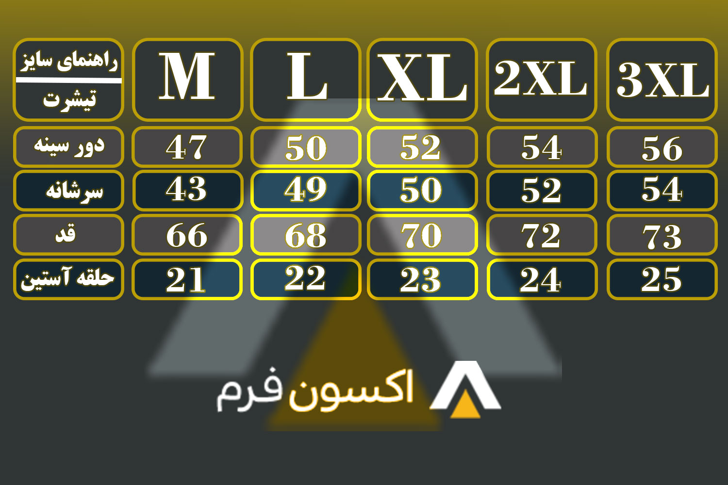 راهنمای-سایز-تیشرت راهنمای-سایز-تیشرت