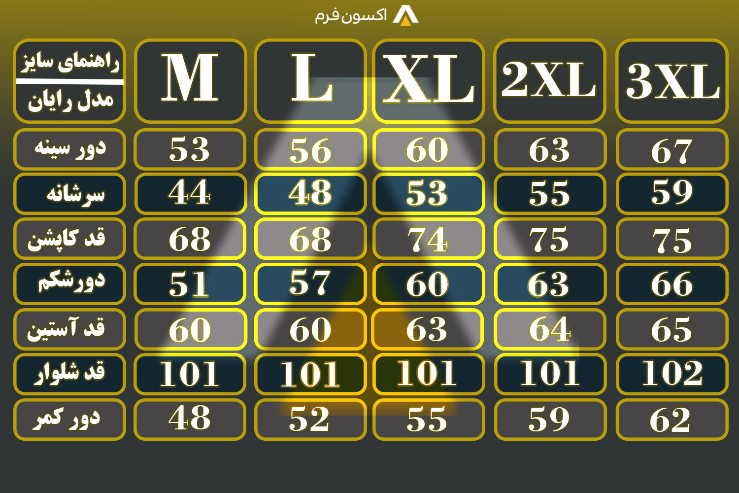 راهنمای-سایز-رایان راهنمای-سایز-رایان